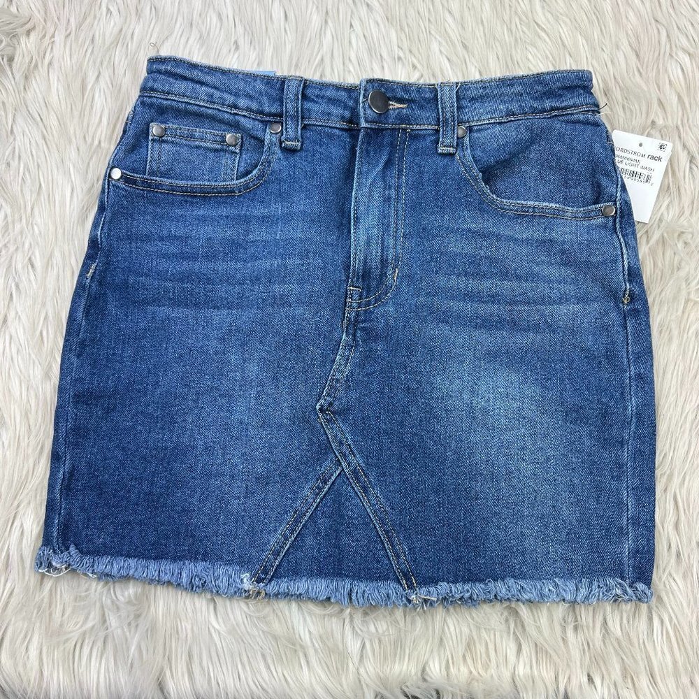 NWT Abound Women's‎ Raw Hem Denim Midi Skirt